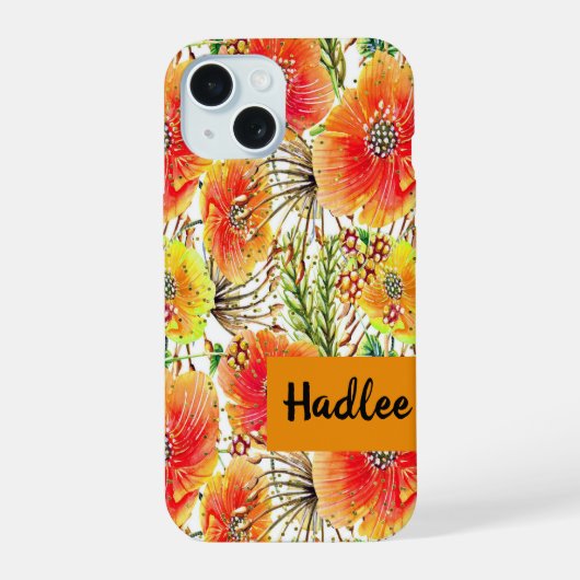 オレンジと黄色の花のiPhone 15ケース iPhone 15ケース (裏面)