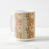 オレンジと黄色の花を持つベージュの秋 コーヒーマグカップ (正面左)