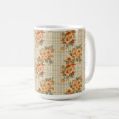 オレンジと黄色の花を持つベージュの秋 コーヒーマグカップ (正面右)