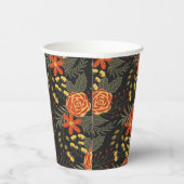 オレンジと黄色の花パターン紙カップ 紙コップ (右)