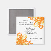 オレンジと黄色の花咲く秋の日付を除く マグネット (正面/裏面)