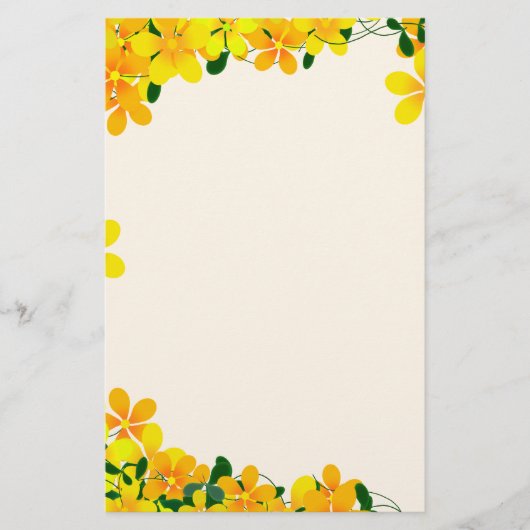 オレンジと黄色の花縁ど咲き 便箋 (正面)