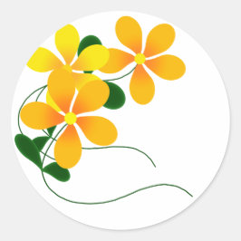 オレンジと黄色の花 ラウンドシール