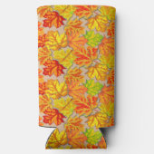 オレンジと黄色の葉ピンク スリム缶クーラー (裏面)