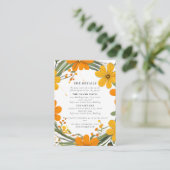 オレンジと黄色の野生の花のリース結婚ズ エンクロージャーカード (スタンド正面)