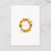 オレンジと黄色の野生の花のリース結婚ズ エンクロージャーカード (裏面)