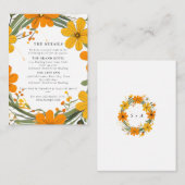 オレンジと黄色の野生の花のリース結婚ズ エンクロージャーカード (正面/裏面)