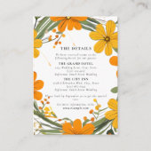 オレンジと黄色の野生の花のリース結婚ズ エンクロージャーカード (正面)