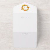 オレンジと黄色の野生の花のリース結婚ズ オールインワン招待状 (外側)