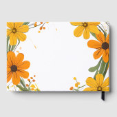 オレンジと黄色の野生の花のリース結婚ズ ゲストブック (裏面)