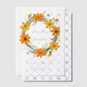 オレンジと黄色の野生の花のリース結婚ズ ベラム紙招待状 (オフセット (招待状))