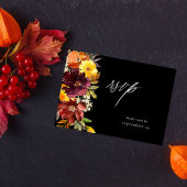 オレンジと黄色の金ゴールドフローラと食事RSVPカード–2B 出欠カード