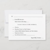 オレンジと黄色の金ゴールドフローラと食事RSVPカード–2G 出欠カード (裏面)