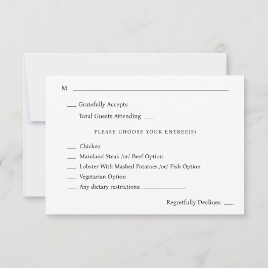 オレンジと黄色の金ゴールドフローラと食事RSVPカード–2G 出欠カード (裏面)