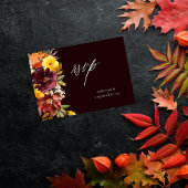 オレンジと黄色の金ゴールドフローラと食事RSVPカード–2P 出欠カード