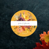 オレンジと黄色の金ゴールドフローラ2V2ありがとう – 金ゴールド ラウンドシール