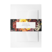 オレンジと黄色の金ゴールド秋フローラ5 – 黒 招待状ベリーバンド (正面例)