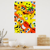 オレンジと黄色の顔コラージポスター ポスター (キッチン)