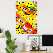 オレンジと黄色の顔コラージポスター ポスター (ホームオフィス)