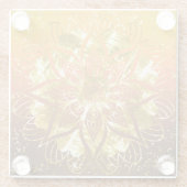 オレンジと黄色グラデーションと金ゴールド曼荼羅 ガラスコースター (裏面)