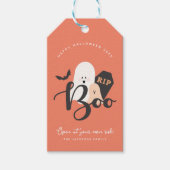 オレンジと黒かわいいハロウィーン幽霊たち ギフトタグ (正面)