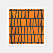 オレンジと黒のアフリカの部族パターン スタンダードカクテルナプキン (正面)