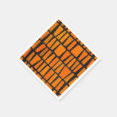 オレンジと黒のアフリカの部族パターン スタンダードカクテルナプキン (角)