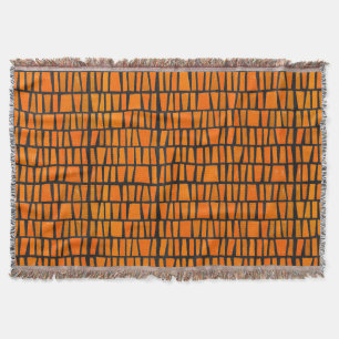 オレンジと黒のアフリカの部族パターン スローブランケット