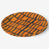 オレンジと黒のアフリカの部族パターン ペーパープレート (アングル)