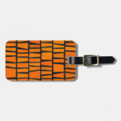 オレンジと黒のアフリカの部族パターン ラゲッジタグ (正面横)