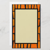 オレンジと黒のアフリカの部族パターン 便箋 (正面/裏面)