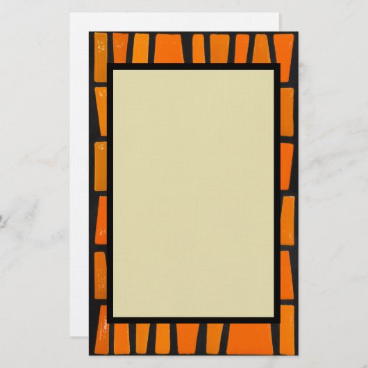オレンジと黒のアフリカの部族パターン 便箋 (正面/裏面)