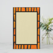 オレンジと黒のアフリカの部族パターン 便箋 (スタンド正面)