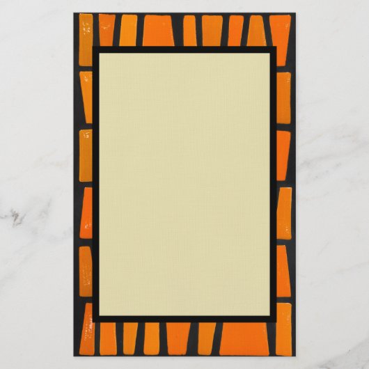 オレンジと黒のアフリカの部族パターン 便箋 (正面)