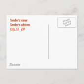 オレンジと黒のオープンハウスの招待 インビテーションポストカード (裏面)