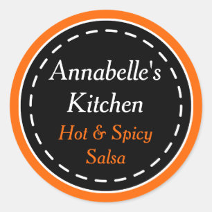 オレンジと黒のキッチンハロウィンシール ラウンドシール