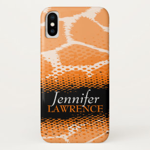 オレンジと黒のグラフィックアニマルプリントのiphoneケース iPhone x ケース