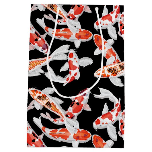 オレンジと黒のコイ魚 ミディアムペーパーバッグ (裏面)