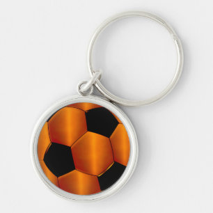 オレンジと黒のサッカーボール キーホルダー