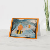 オレンジと黒のジャック・オ・ランタン ハロウィン カード (正面)