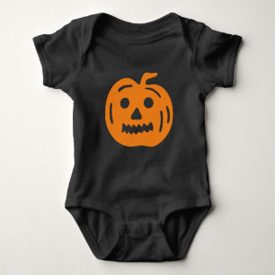オレンジと黒のジャック・O・ランタンハロウィーン・カボチャ ベビーボディスーツ