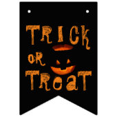 オレンジと黒のスカルとカボチャハロウィン バンティングフラッグ (第1の旗)