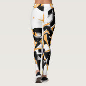 オレンジと黒のスクラップまたはテープが破壊される レギンス (裏面)