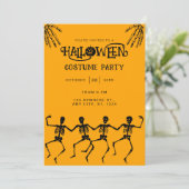 オレンジと黒のスケルトンが怖いハロウィンパーティー 招待状 (スタンド正面)
