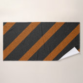 オレンジと黒のストライプグリッター バスタオル (バスタオル)