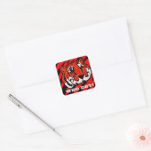 オレンジと黒のストライプ スクエアシール (封筒)