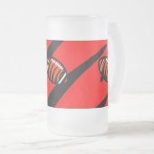 オレンジと黒のストライプ フロストグラスビールジョッキ (正面右)