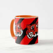 オレンジと黒のストライプ マグカップ (正面左)