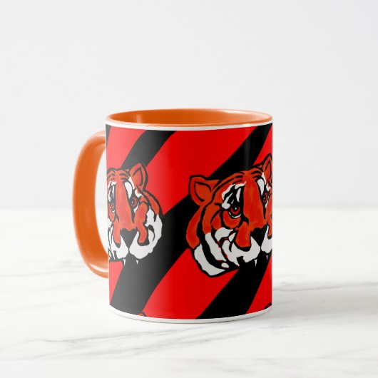 オレンジと黒のストライプ マグカップ (正面左)