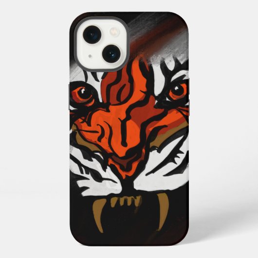 オレンジと黒のストライプ iPhoneケース (裏面)
